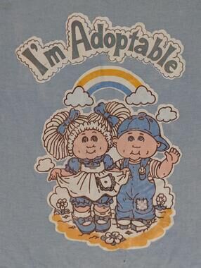Cabbage Patch Kids Shirt Youth Small Blue I'm Adoptable Graphic Tee Crew Neck